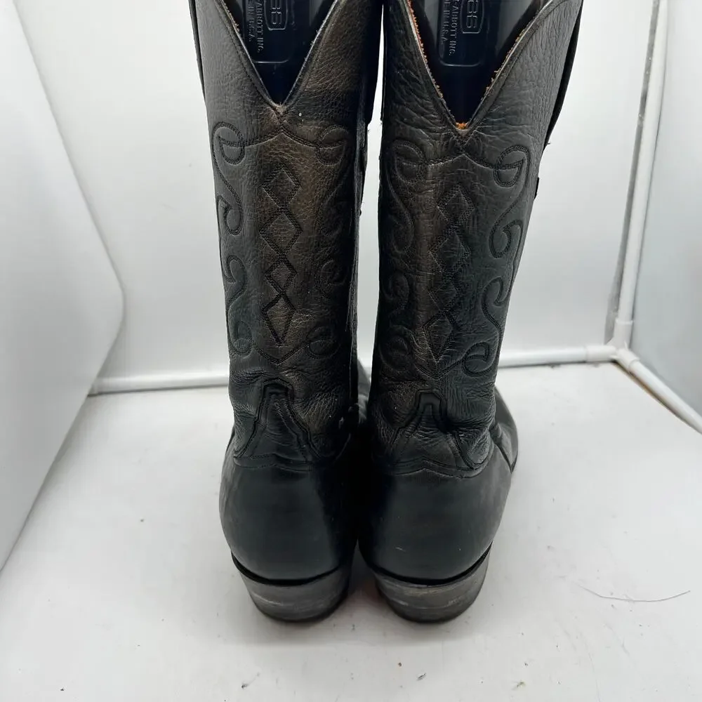 Lucchese Boots Mens 10 Black Leather Cowboy Western **